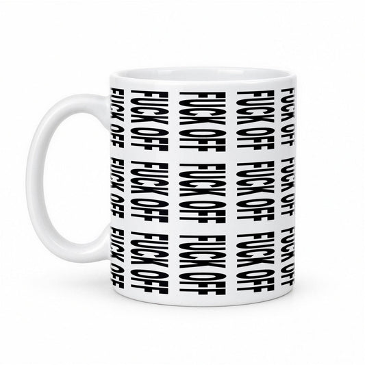 F*ck Off Hidden Message Mug – Funny Secret Text Coffee Mug – white ceramic mug, handle left