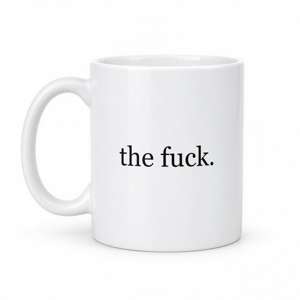 What… The F*ck Funny Minimalist Mug – white ceramic mug, handle left