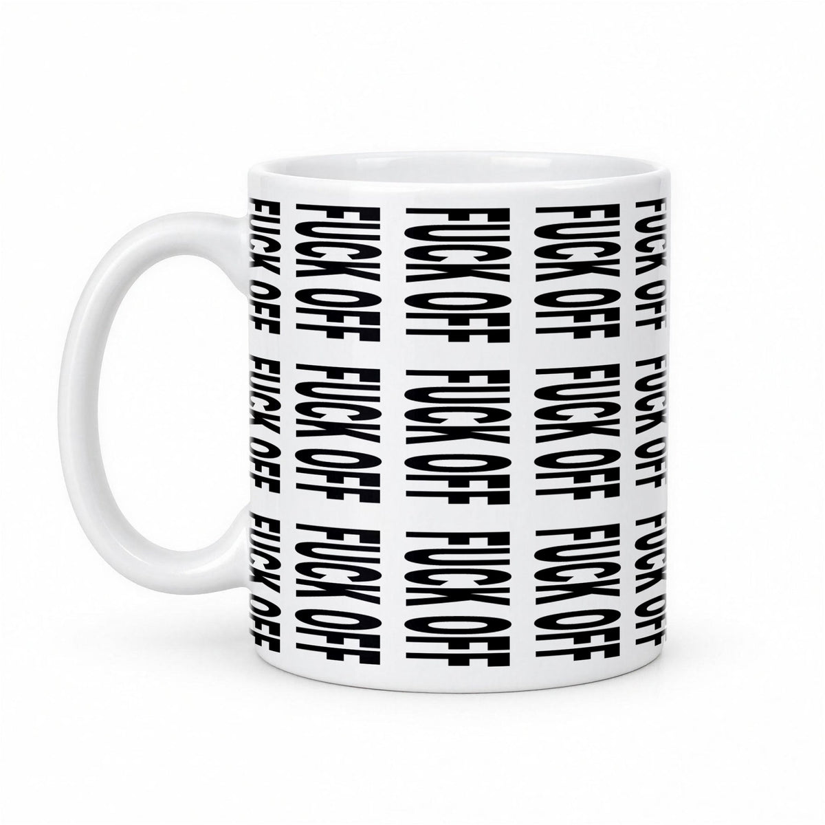 F*ck Off Hidden Message Mug – Funny Secret Text Coffee Mug – white ceramic mug, handle left