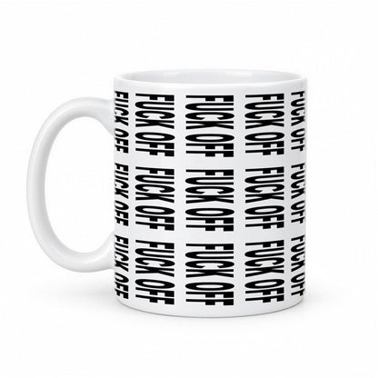 F*ck Off Hidden Message Mug – Funny Secret Text Coffee Mug – white ceramic mug, handle left