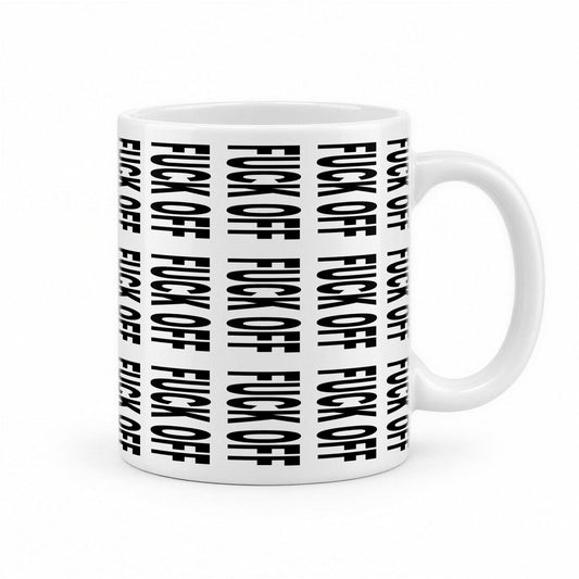 F*ck Off Hidden Message Mug – Funny Secret Text Coffee Mug – white ceramic mug, handle right