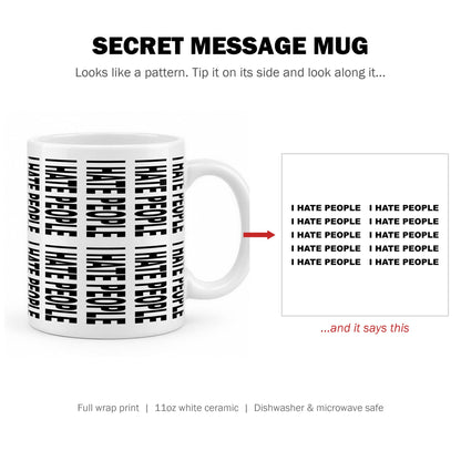 Secret message mug: tip it on its side to reveal the hidden text