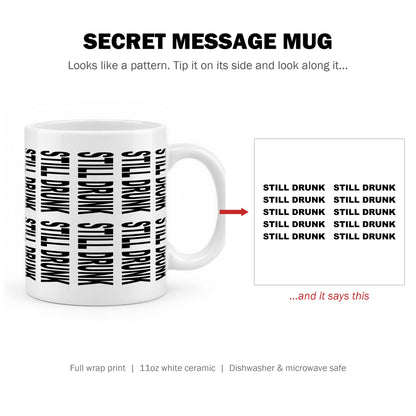 Secret message mug: tip it on its side to reveal the hidden text